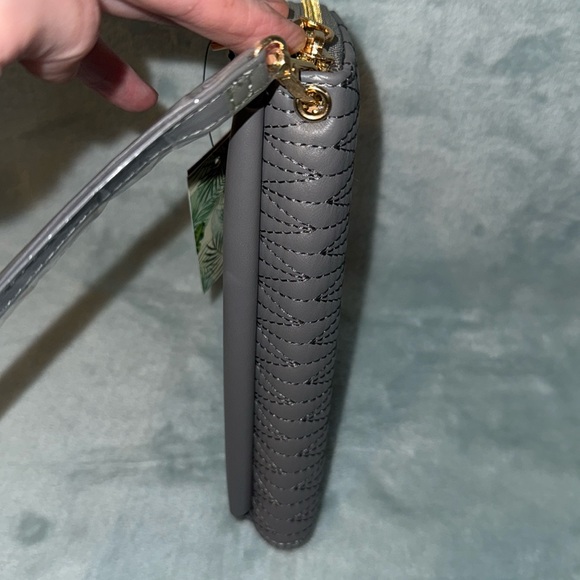 Badgley Mischka Charcoal Quilted Wristlet